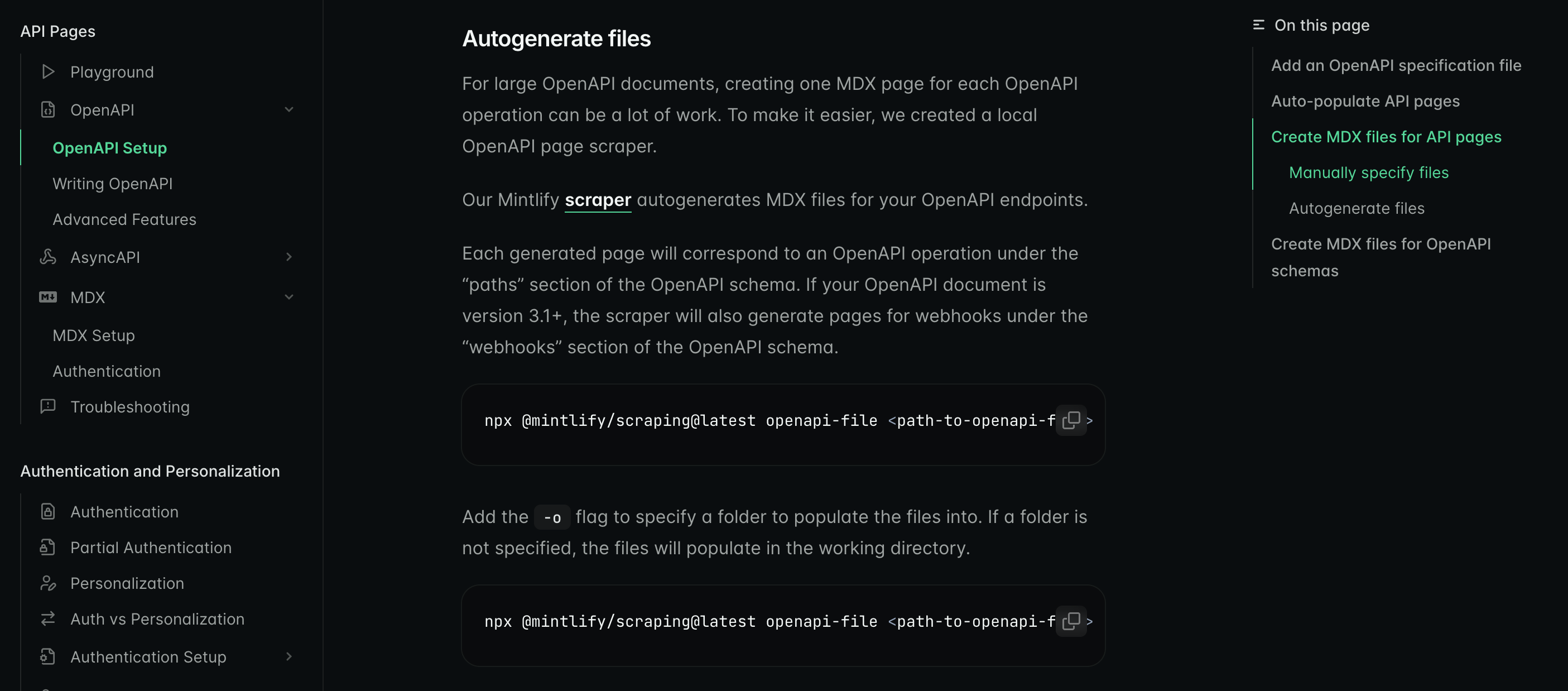 Mintlify auto-generates documentation files and streamlines the process of keeping docs up to date